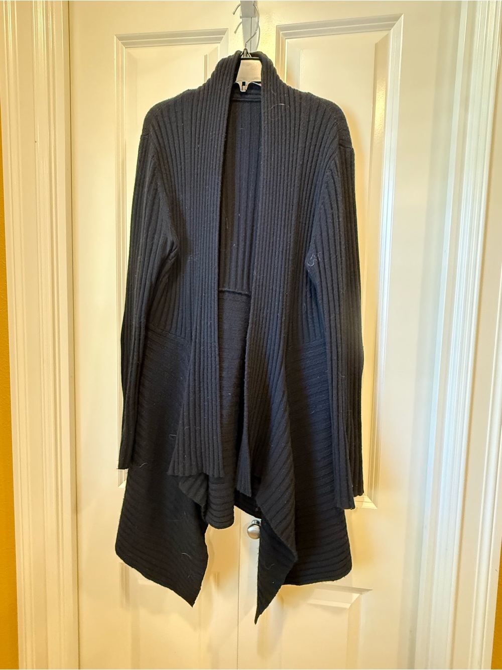 Black Open-Front Ribbed Women’s Sweater Cardigan